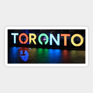 Toronto Sign All Lit Up With Umbrella Silhoette Sticker